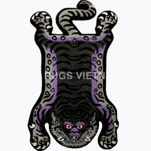 VIOLET TIBETAN TIGER HUNTING SHAPE PERSIAN RUG