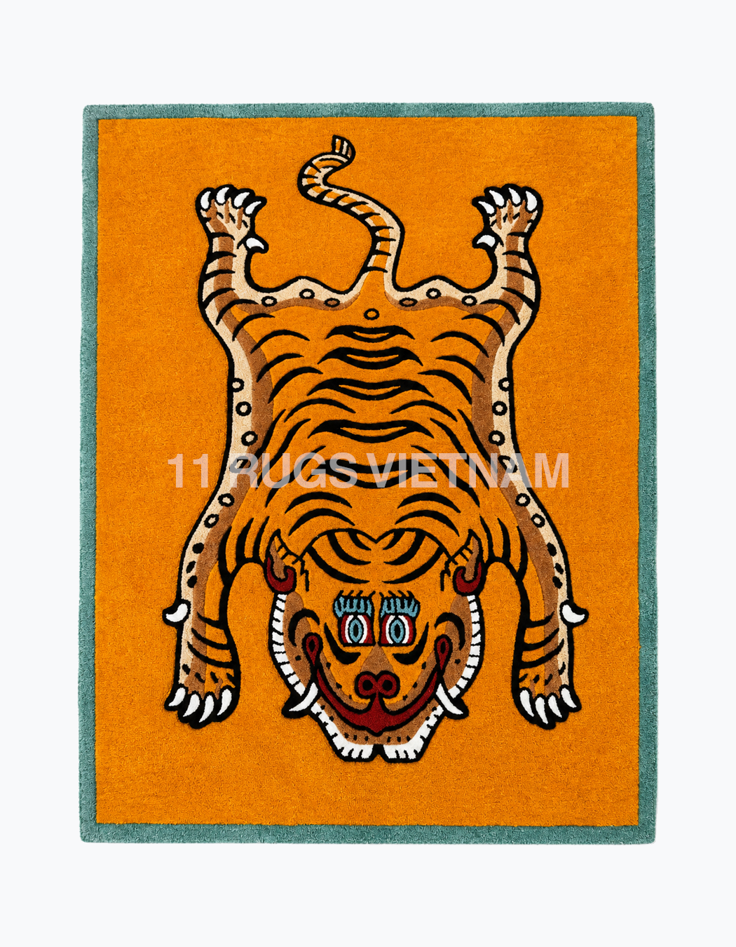 'TIBETAN TIGER HUNTING SHAPE' BORDER RUG